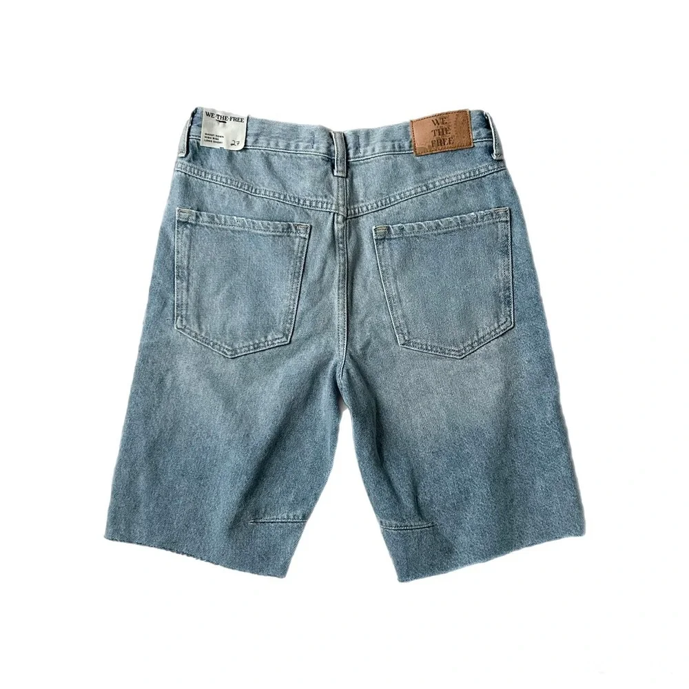 NEW Free People We The Free Ghost Town High Rise Long Shorts Light Wash Size 27